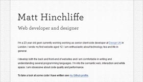 Matt Hinchliffe |  Web Developer